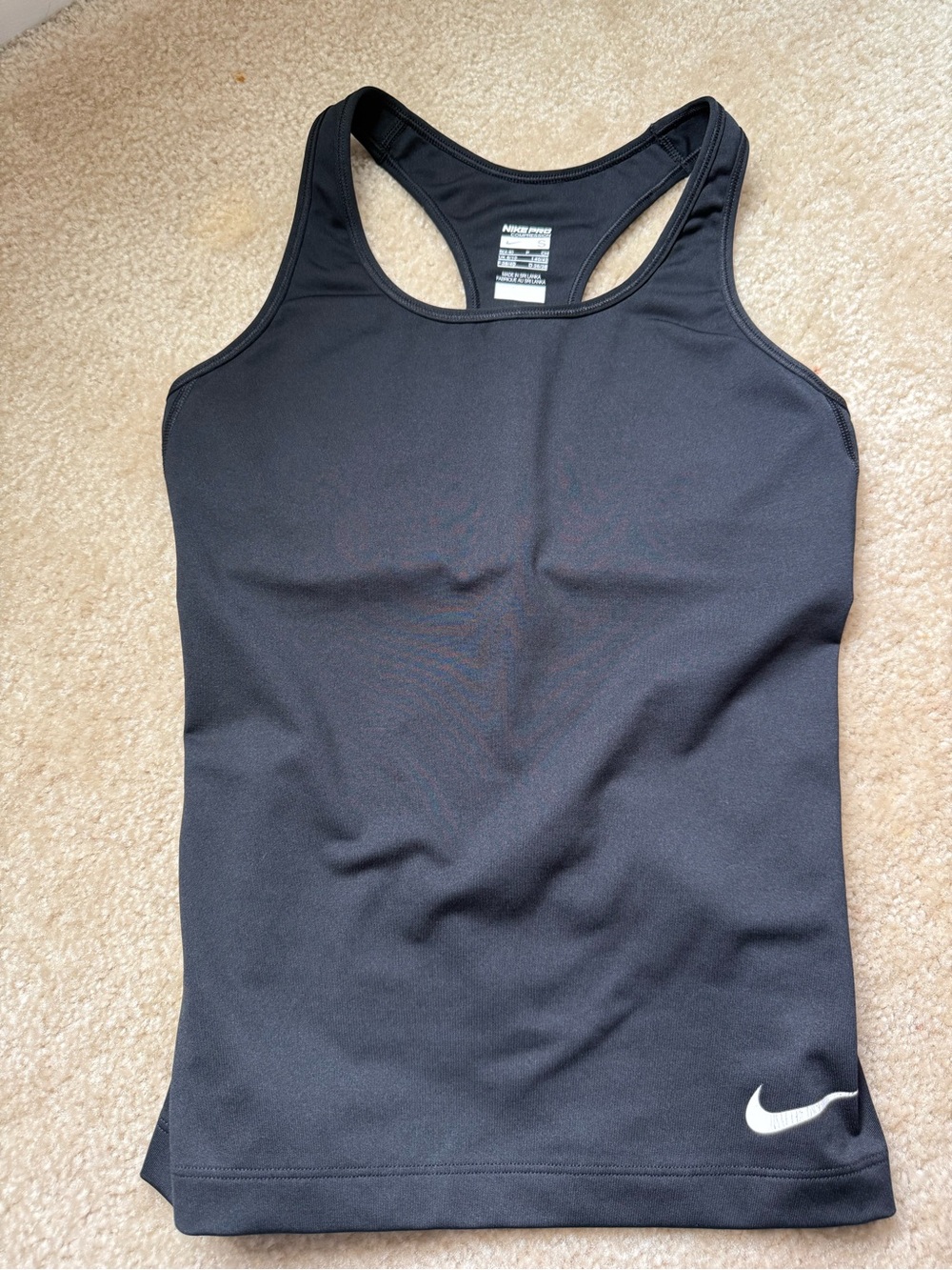 Nike Women's Black Racerback Athletic Tank with White Swoosh